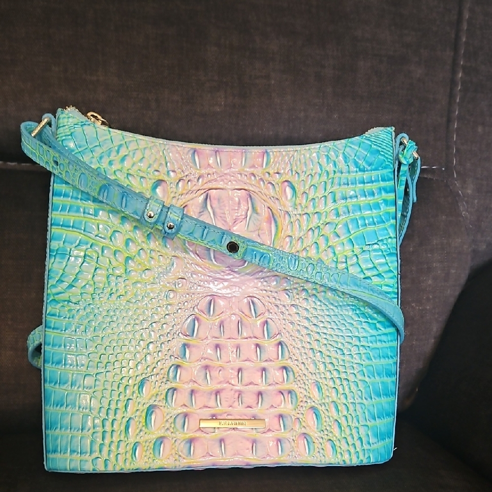 Brahmin Blue and Pink Crossbody Bag